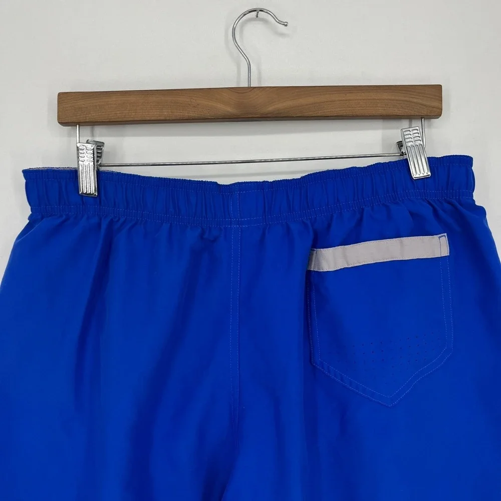 Nike‎ Swim Trunks Men's Size L Blue Mesh Lined Drawstring Swoosh Logo